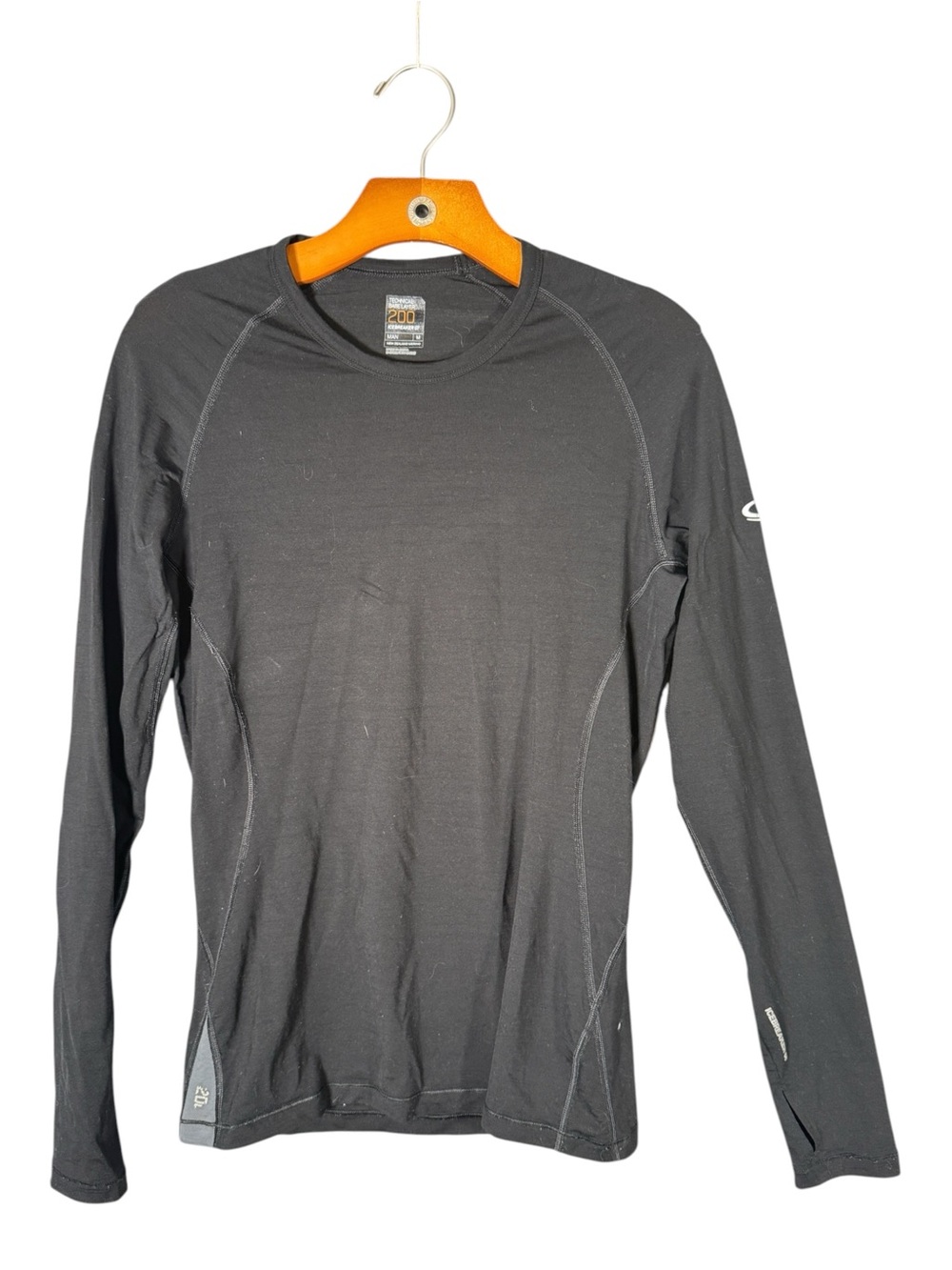 Icebreaker Men's Merino Wool Blend Black Long Sleeve Base Layer Outdoors M